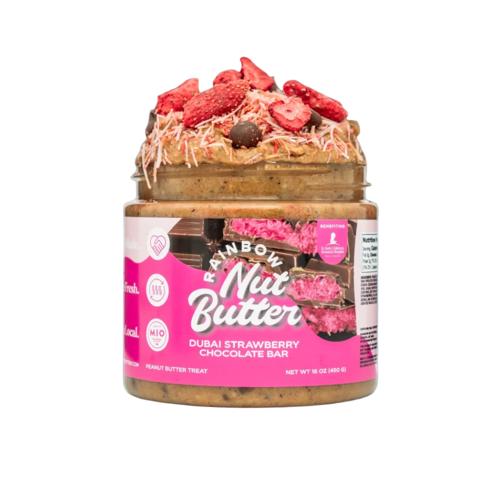 Strawberry Dubai Chocolate Nut Butter Hazelnut Nutella Freeze Dried Strawberries Milk Chocolate Chips Pistachio Cream KATAIFI