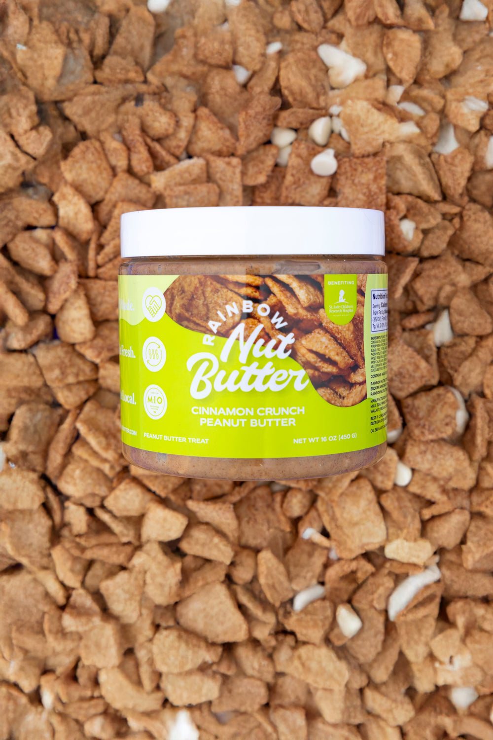CINNAMON CRUNCH CEREAL Peanut Butter Treat White Chocolate Flavor Sweet Rainbow Nut Butter Spread Snack High Protein Snack great for kids