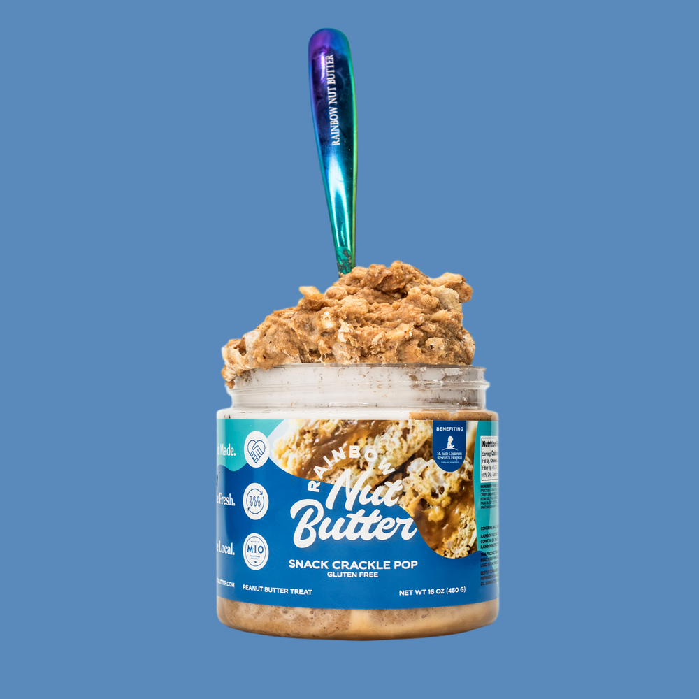 SNACK CRACKLE POP Rice Marshmallow Peanut Butter Treat Rainbow Nut Butter Snack - Gluten Free, Bite-Sized Crunchy & Gooey Marshmallow Fluff, 16 oz Jar