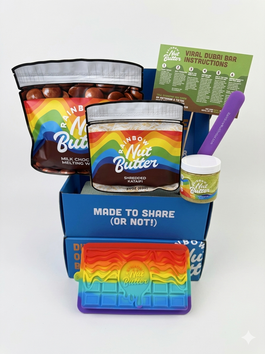 DUBAI DIY Chocolate Bar Kit with Reusable Mold & Decorating Wand Rectangle Rainbow Mold