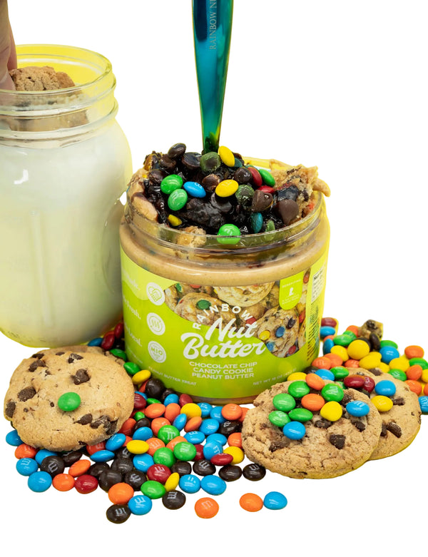 CANDY COOKIE Rainbow Nut Butter Chocolate Chip Candy Cookie Peanut Butter Treat Snack Rainbow Nut Butter