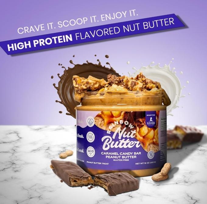 NOUGAT CARAMEL CANDY BAR consisting of Nougat topped with Caramel and Peanuts all encased in Milk Chocolate Peanut Butter Nut Butter Snack Dessert