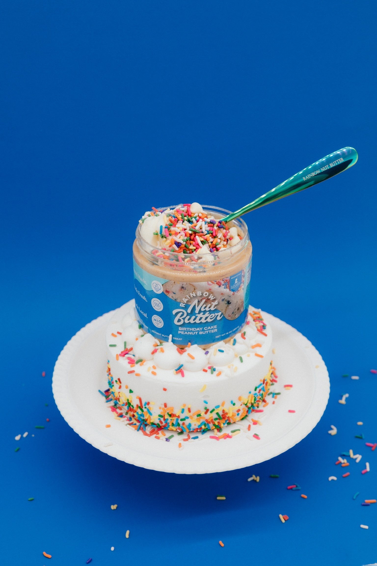 Birthday Cake Peanut Butter Treat Frosting with Sprinkles