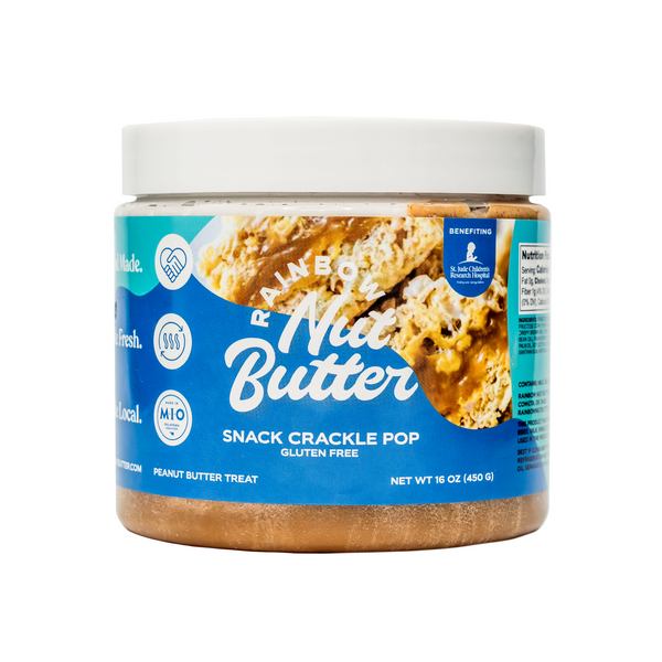 SNACK CRACKLE POP Rice Marshmallow Peanut Butter Treat Rainbow Nut Butter Snack - Gluten Free, Bite-Sized Crunchy & Gooey Marshmallow Fluff, 16 oz Jar