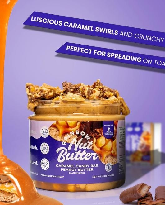 NOUGAT CARAMEL CANDY BAR consisting of Nougat topped with Caramel and Peanuts all encased in Milk Chocolate Peanut Butter Nut Butter Snack Dessert