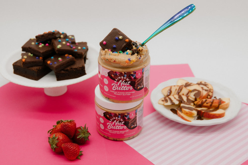 Rainbow Nut Butter Cosmic Brownie Chocolate Peanut Butter Treat Snack - Sweet Flavor with Chocolate Syrup -