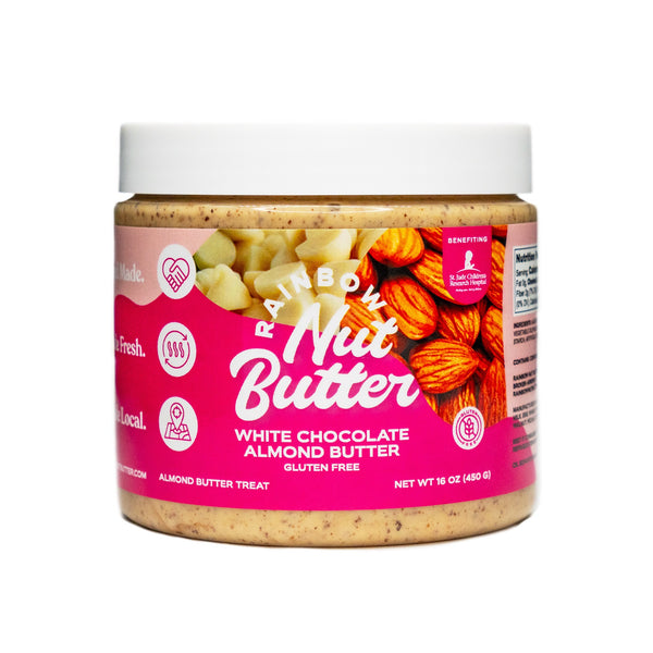 ALMOND BUTTER WHITE CHOCOLATE Nut Butter Spread Dip Gluten Free Sweet Flavor Rainbow Nut Butter High Protein Snack for Kids
