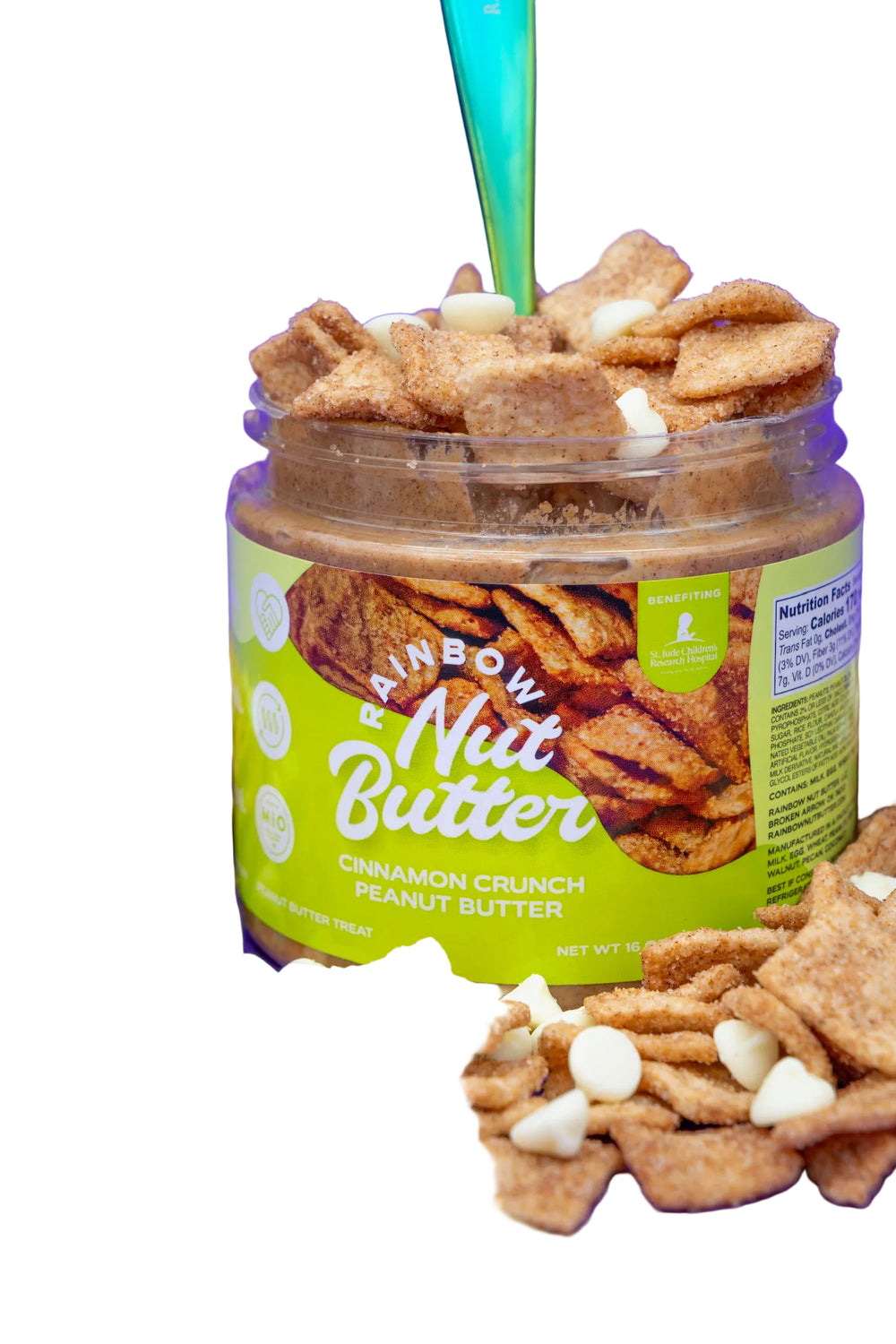 CINNAMON CRUNCH CEREAL Peanut Butter Treat White Chocolate Flavor Sweet Rainbow Nut Butter Spread Snack High Protein Snack great for kids