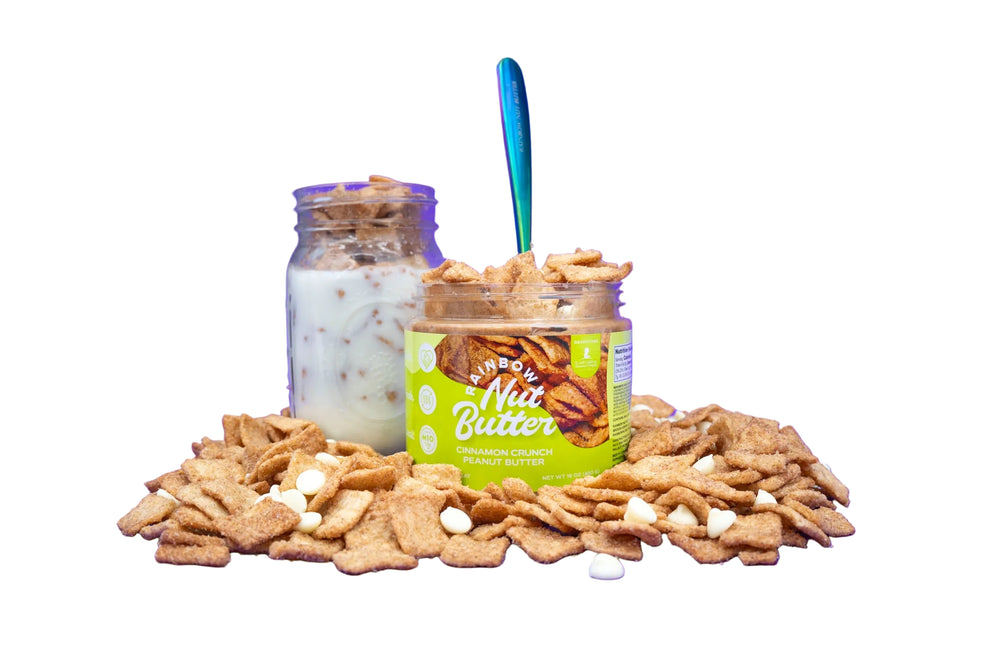 CINNAMON CRUNCH CEREAL Peanut Butter Treat White Chocolate Flavor Sweet Rainbow Nut Butter Spread Snack High Protein Snack great for kids