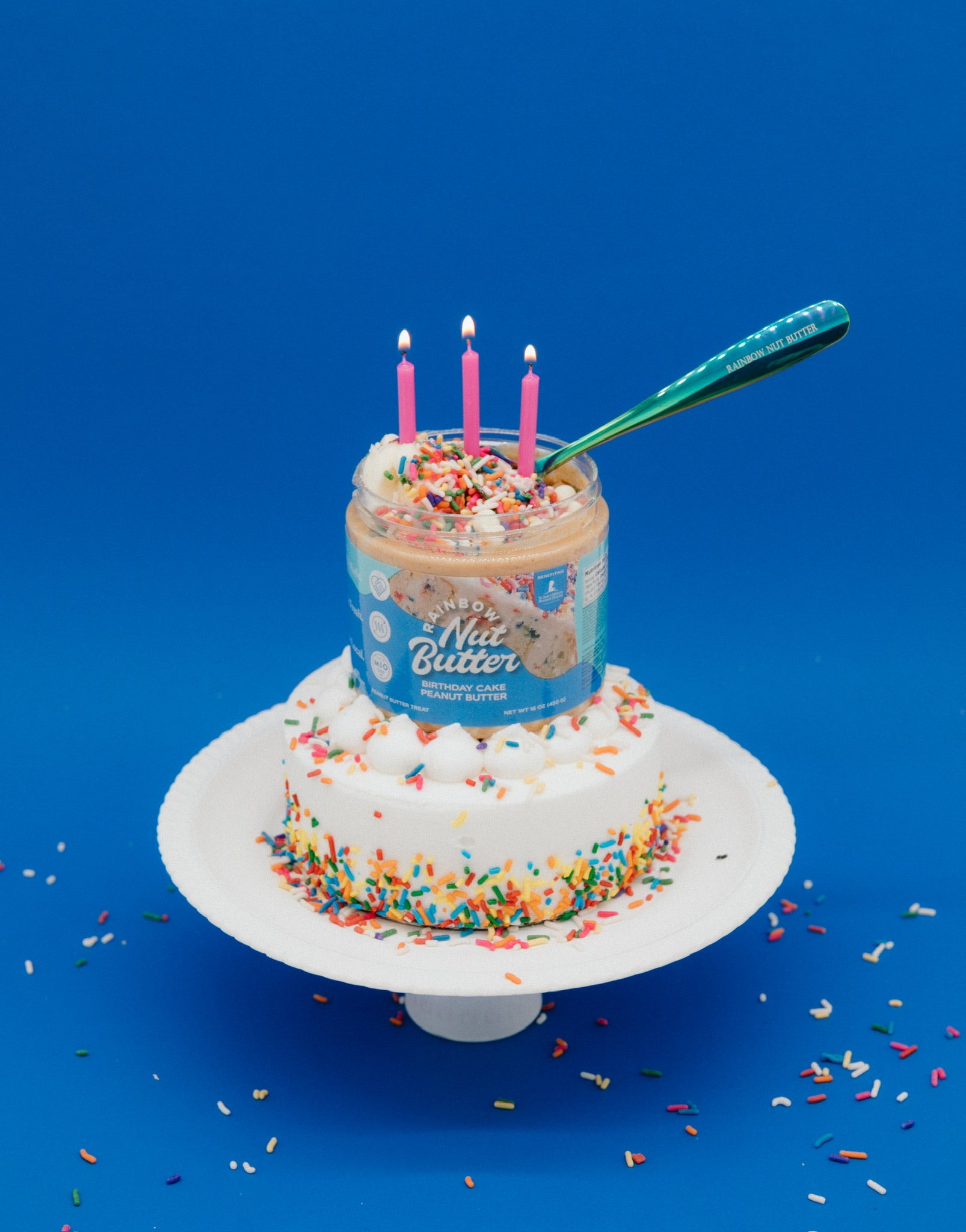 Birthday Cake Peanut Butter Treat Frosting with Sprinkles