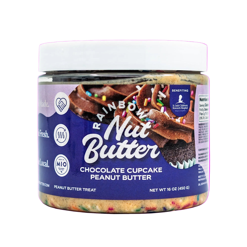 CHOCOLATE CUPCAKE Peanut Butter Snack Treat Homemade Dessert in a Jar with Rainbow Sprinkles and Decadent Chocolate Icing Sweet High Protein Snack Great for Kids