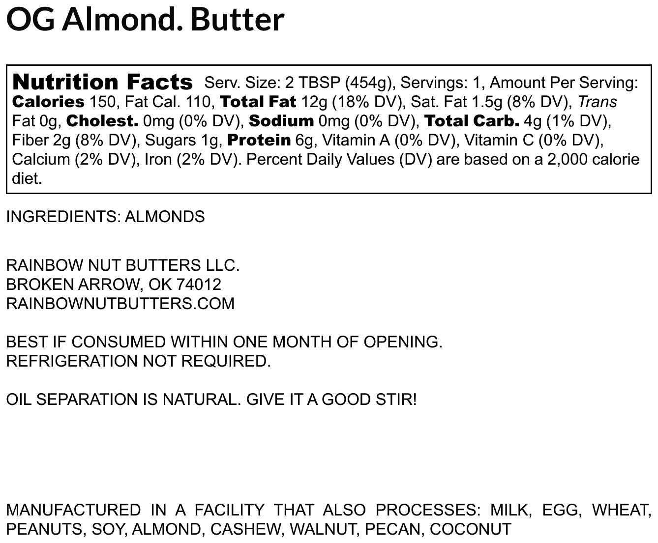 Original Almond Butter Gluten Free