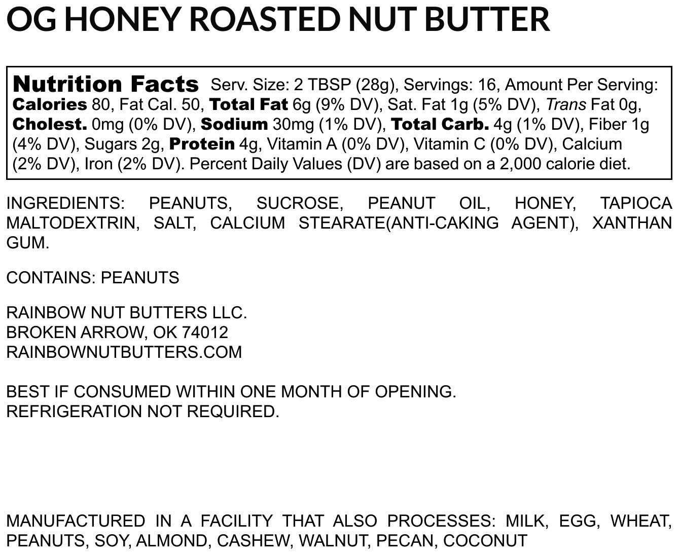 Honey Roasted Peanut Butter Gluten Free