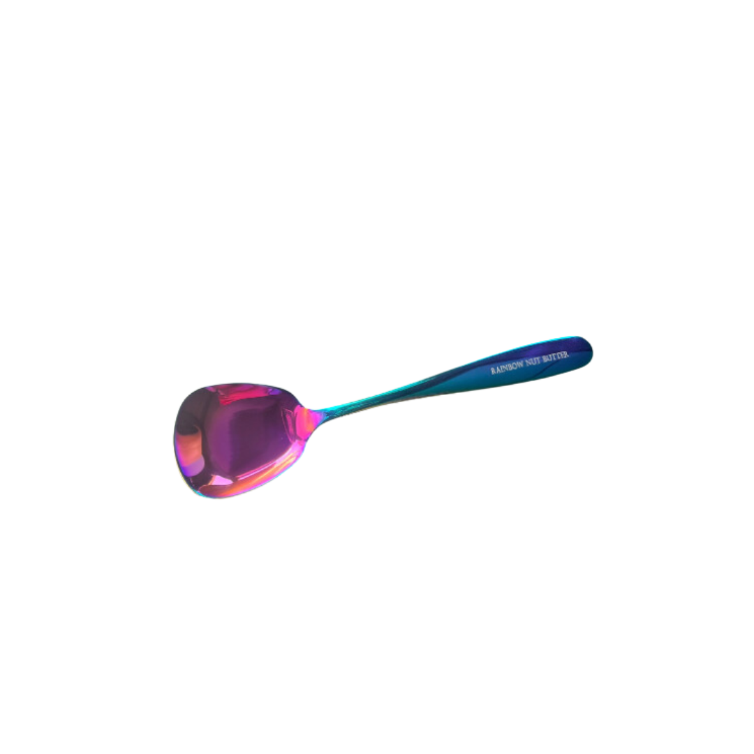 brand and colorful rainbow nut butter spoon