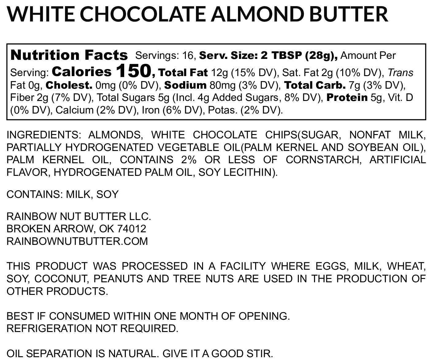 White Chocolate Almond Butter Treat Gluten Free