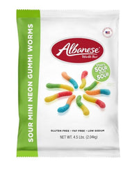 Albanese Gummi Sour Mini NEON Worms Gummy 4.5-pound bag