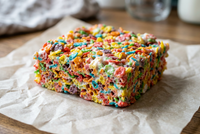 Rainbow Fruit-flavored crispy rice cereal Marshmallow Fluff Dehydrated Marshmallows White Chocolate Peanut Butter Treat Snack Dessert