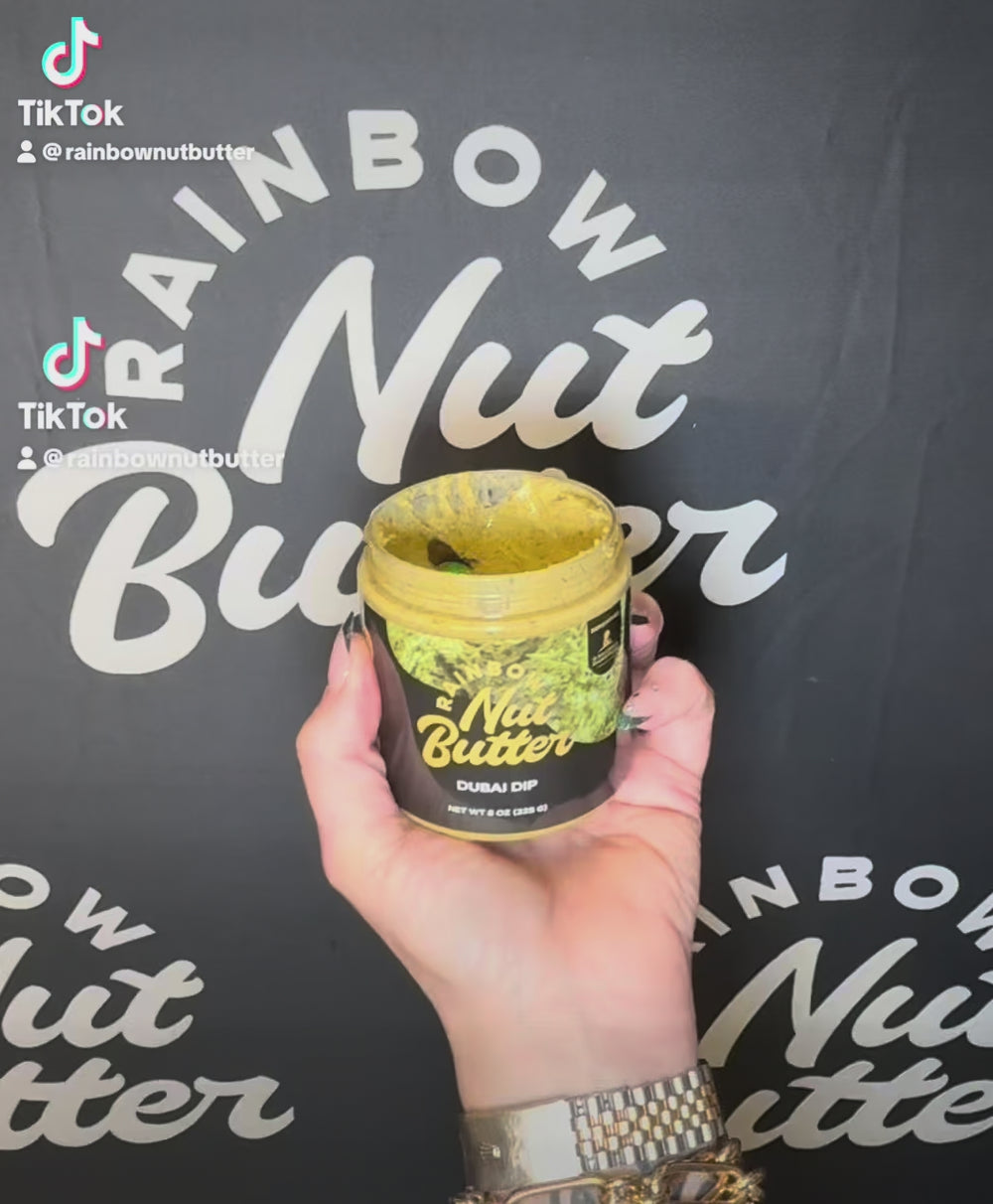 DUBAI DIP 8 OZ Dubai Spread Pistachio Cream 8 oz Jar Crunchy Kataifi Kadayif Natural & Sweet Flavor Rainbow Nut Butter