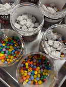 Checkered Flag Mix Muddy Buddies Caramel Chocolate Protein Balls M&M